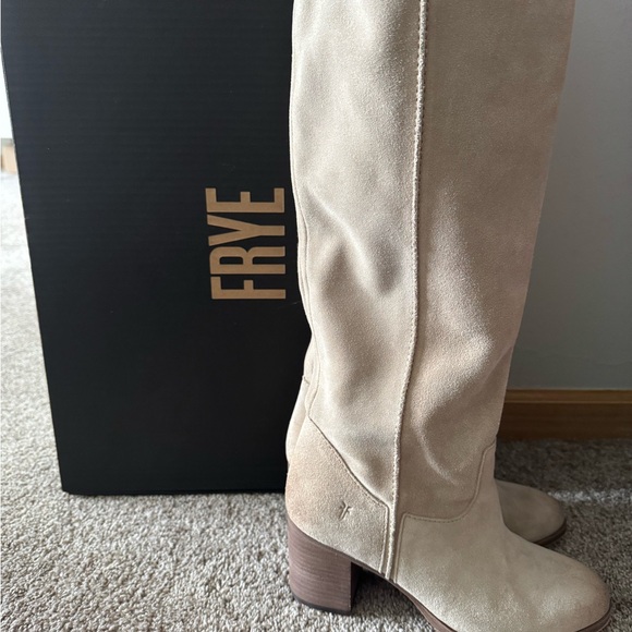 Frye Beige Suede Knee-High Boots - Picture 2 of 4
